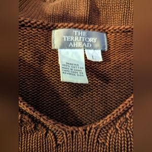 Rich Brown 100% Cotton V-neck Sweater by The Territory Ahead